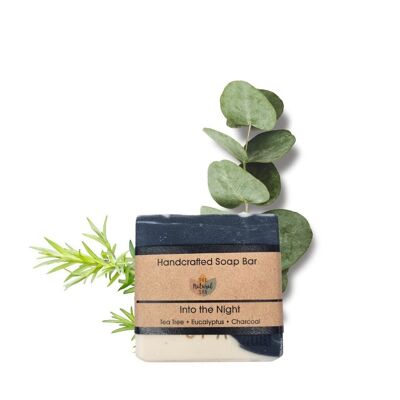 Into the Night Soap Bar - Tea tree, Eucalyptus and Charcoal - 100g Palm Free Cold Process Soap - Handcrafted in the UK - Same day dispatch - Vegan Friendly - Essential oil soap