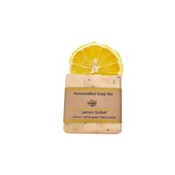 Barre de savon sorbet au citron - 100g de savon à froid sans palme - Fabriqué à la main au Royaume-Uni - Expédition le jour même - Vegan Friendly - Savon aux huiles essentielles 1