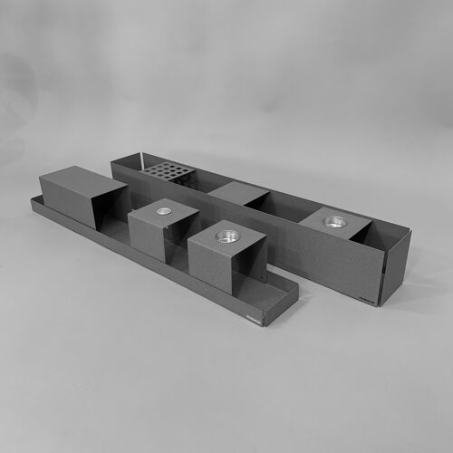 Decor box, long, low, grey