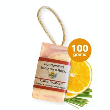 Savon à la fleur d'agrumes sur une corde - Citron Orange Citronnelle - 100 g de savon à froid sans palme - Fabriqué à la main au Royaume-Uni - Expédition le jour même - Vegan Friendly - Savon aux huiles essentielles 3