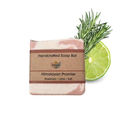 Saponetta Himalayan Promise - Realizzata con il 20% di sale - Lime al rosmarino - 100 g di sapone per processo a freddo senza palma - Prodotto artigianalmente nel Regno Unito - Spedizione lo stesso giorno - Adatto ai vegani - Sapone agli oli essenziali