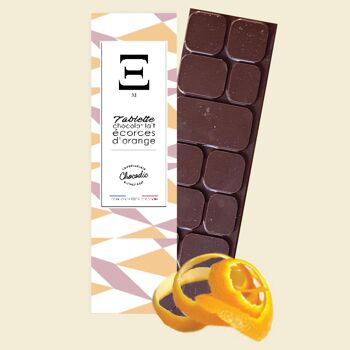 Chocodic - tablette chocolat noir 73% de cacao ecorces d'orange 1