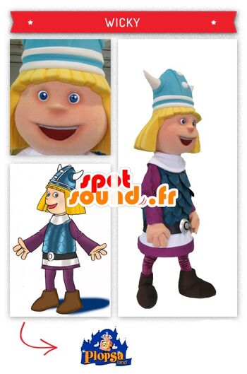 Costume de mascotte personnalisable de Gaulois, de Viking, blond.