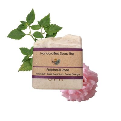 Barre de savon Patchouli Rose - 100g de savon à froid sans palme - Fabriqué à la main au Royaume-Uni - Expédition le jour même - Vegan Friendly - Savon aux huiles essentielles