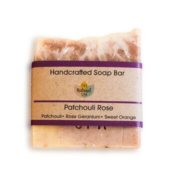 Barre de savon Patchouli Rose - 100g de savon à froid sans palme - Fabriqué à la main au Royaume-Uni - Expédition le jour même - Vegan Friendly - Savon aux huiles essentielles 3