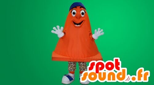 Costume de mascotte personnalisable de plot orange de signalisation.