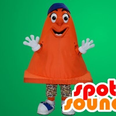 Costume de mascotte personnalisable de plot orange de signalisation.