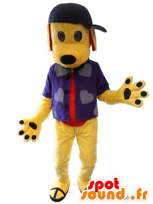 Costume de mascotte personnalisable de chien jeune, habillé en jeune.