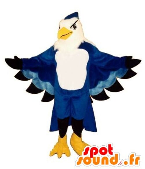 Costume de mascotte personnalisable d'aigle bleu et blanc.
