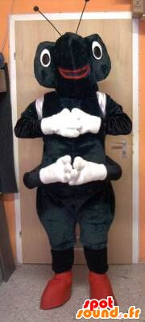 Costume de mascotte personnalisable de fourmi noire et blanche.
