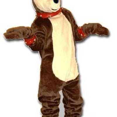 Costume de mascotte personnalisable de renne de Noël, marron et beige.