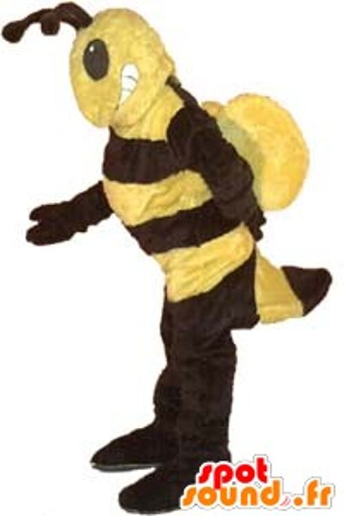 Costume de mascotte personnalisable de guêpe jaune et noire.
