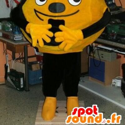 Costume de mascotte personnalisable de ballon, jaune ou orange et noir.