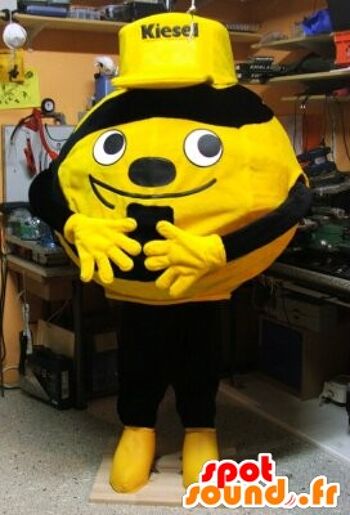 Costume de mascotte personnalisable de ballon, jaune ou orange et noir. 2