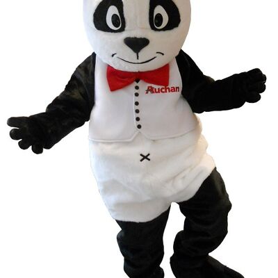 Costume de mascotte personnalisable de joli panda noir et blanc.