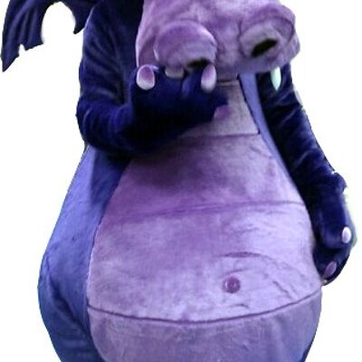 Costume de mascotte personnalisable de dragon violet et mauve.