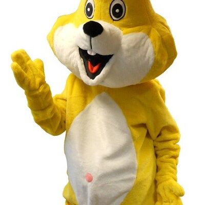 Costume de mascotte personnalisable de lapin blanc et jaune, géant.