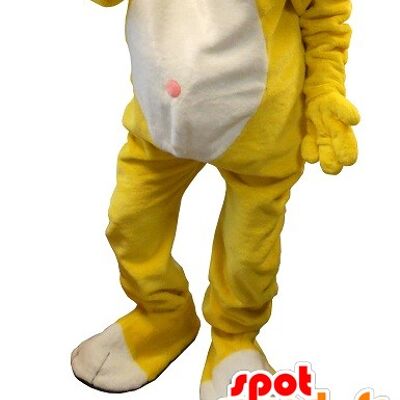 Costume de mascotte personnalisable de lapin blanc et jaune, géant.