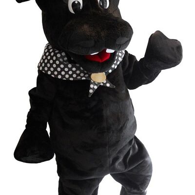 Costume de mascotte personnalisable de gros hippopotame noir.
