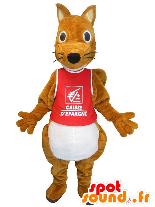 Costume de mascotte personnalisable d'écureuil marron, dodu et mignon.