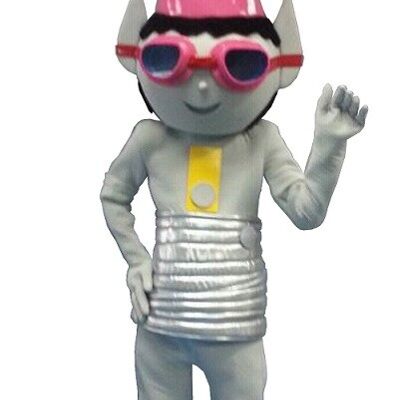 Costume de mascotte personnalisable de troll, d'extra terrestre gris métallique.