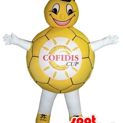 Costume de mascotte personnalisable de ballon jaune et blanc.
