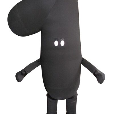 Costume de mascotte personnalisable du chiffre 1, noir.