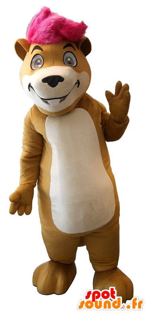 Costume de mascotte personnalisable de jolie marmotte marron.