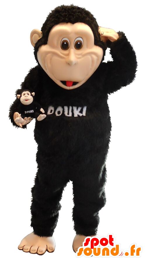 Costume de mascotte personnalisable de grand singe noir.