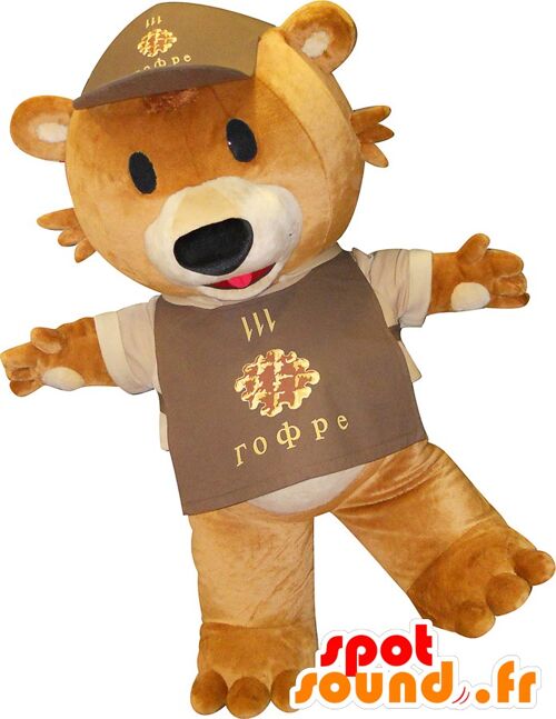 Costume de mascotte personnalisable de nounours géant, marron.