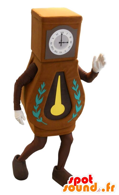 Costume de mascotte personnalisable d'horloge de parquet, géante.