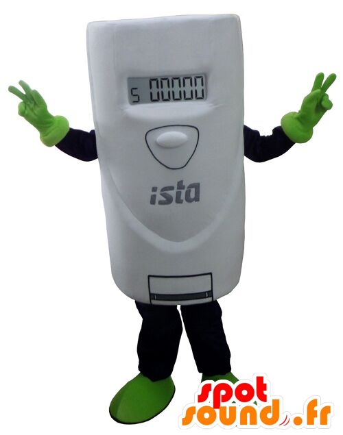 Costume de mascotte personnalisable de thermostat blanc, géant.