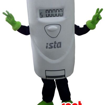 Costume de mascotte personnalisable de thermostat blanc, géant.