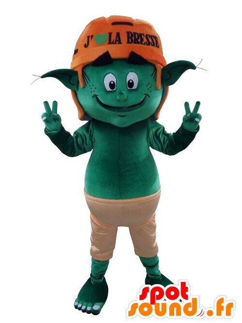 Costume de mascotte personnalisable d'elfe, de lutin vert.