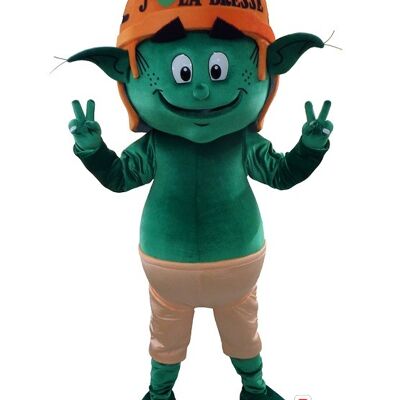 Costume de mascotte personnalisable d'elfe, de lutin vert.