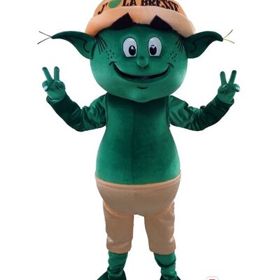 Costume de mascotte personnalisable de troll, de lutin vert.