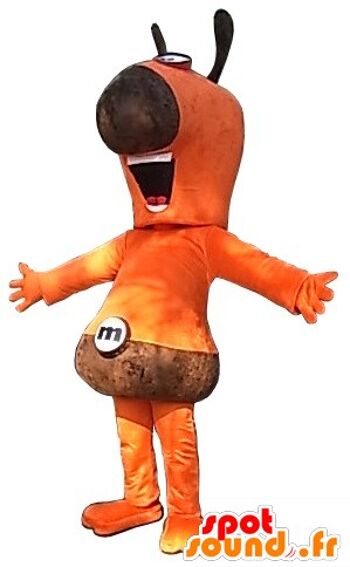 Costume de mascotte personnalisable de bonhomme orange et marron.