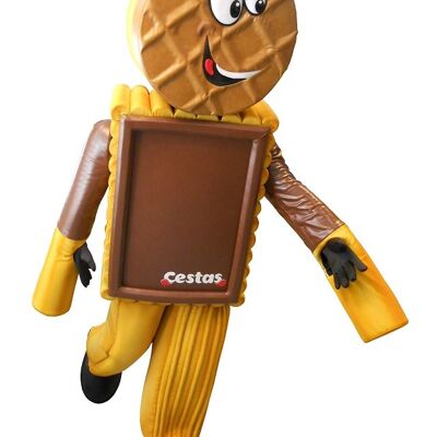 Costume de mascotte personnalisable de gâteau, de biscuit chocolaté.