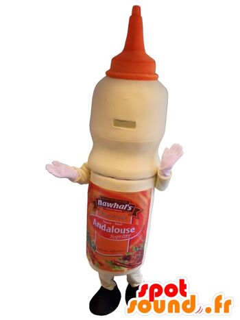 Costume de mascotte personnalisable de grand pot de sauce pour collation. 1