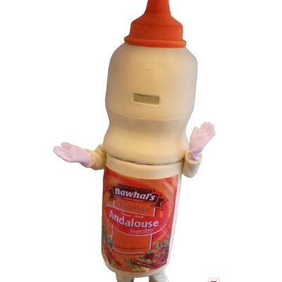 Costume de mascotte personnalisable de grand pot de sauce pour snack.