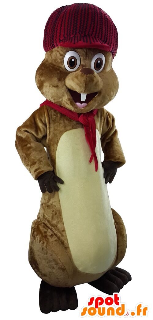 Jolie Costume de mascotte personnalisable de marmotte marron.