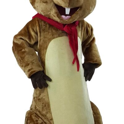 Jolie Costume de mascotte personnalisable de marmotte marron.