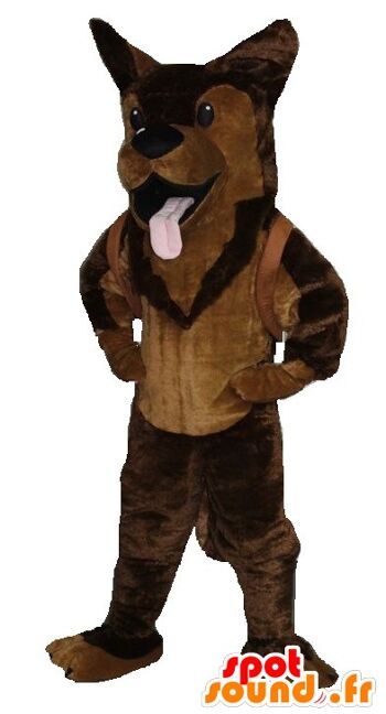 Costume de mascotte personnalisable de berger allemand, de chien marron. 1