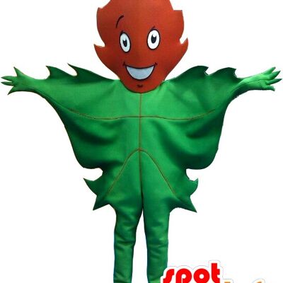 Costume de mascotte personnalisable de feuille verte et marron géante.