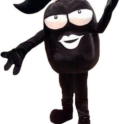 Costume de mascotte personnalisable de grosse tête de femme, de couleur noire.