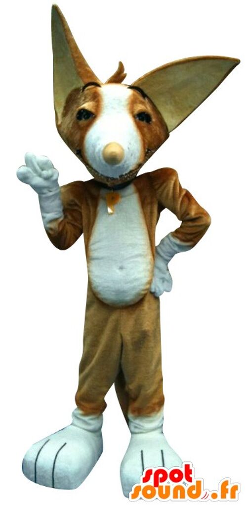 Costume de mascotte personnalisable de chat marron aux oreilles pointues.