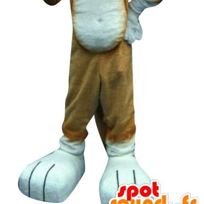 Costume de mascotte personnalisable de chat marron aux oreilles pointues.