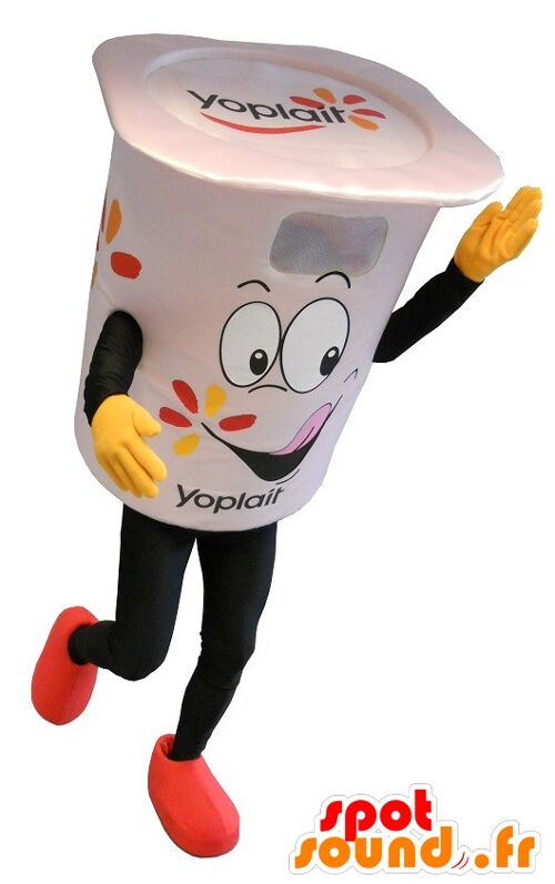 Costume de mascotte personnalisable de pot de yaourt blanc, géant.