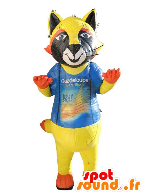 Costume de mascotte personnalisable de chat coloré.