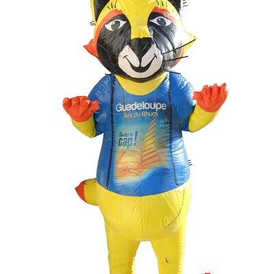 Costume de mascotte personnalisable de chat coloré.